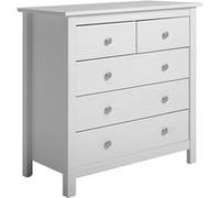 Commode 5 Tiroirs Bois Massif Coloris Blanc - FRED - ALTOBUY Blanc G