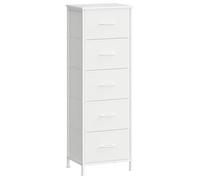 Commode, 5 Tiroirs en Tissu Non-tissé, pour Chambre, Blanc