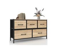 IDMarket – Commode Utah 5 tiroirs en tissu H.55 cm – Meuble de rangement design industriel