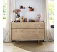 Commode 5 tiroirs et 2 portes pieds bois et poignées métal - MY LOVE