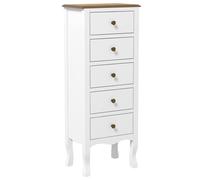Commode 5 tiroirs - HOMCOM - compact - avec poignée bouton - effet laiton - pour chambre, entrée, salon - 45 x 30 x 114 cm - blanc