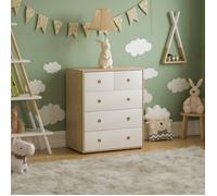 Commode 5 tiroirs Neptune Blanc & Chêne Meuble de Rangement Moderne Chambre Enfants