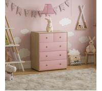 Junior Vida Neptune Commode à 5 tiroirs de Rangement Moderne pour Chambre d'enfant (Rose et chêne)