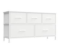 Commode 5 Tiroirs - SONGMICS - Blanc Nuage et Blanc Neige - Polyvalente - Robuste - Montage Facile