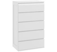 Commode 5 tiroirs style contemporain dim. 60L x 38l x 100H cm blanc