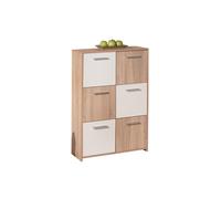 Inter Link Commode Egadi 6 portes Mélaminé imitation chêne Sonoma et blanc 77x30x115 cm