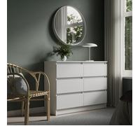 Commode 6 tiroirs - 100x35x78 cm - Commode de chambre style scandinave - Meuble de rangement - Blanc