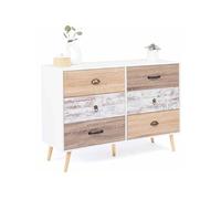 IDMarket Commode 6 tiroirs Bahia 115 cm scandinave