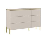 Commode 6 tiroirs - Beige et doré - VUKIA