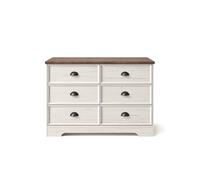 Commode 6 tiroirs blanc et bois 120cm VALLA Blanc