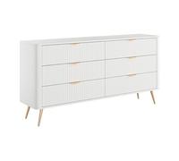 Commode 6 tiroirs - Blanc et doré - ELONARIA