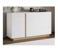 Vente-unique - Commode 6 tiroirs - Blanc et Naturel - Napoli II