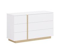 Vente-unique - Commode 6 tiroirs - Blanc et Naturel - Napoli II