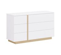 Commode 6 tiroirs - Blanc et naturel - NAPOLI II
