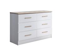 Vente-unique - Commode 6 tiroirs - Blanc et Naturel - SKAIDO