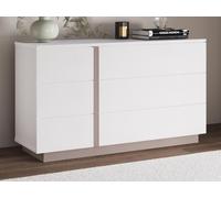 Commode 6 tiroirs - Blanc et taupe - NAPOLI II