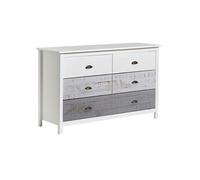 ROSALIA - Commode 6 Tiroirs Bois Aspect Vieilli - Altobuy Blanc