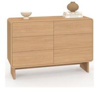 IDMARKET Commode 6 tiroirs CAPUCINE 115 cm façon hêtre design arrondi