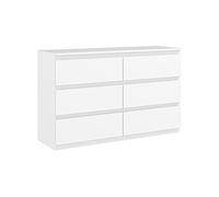 HOMCOM Commode 6 tiroirs Commode Chambre Meuble de Rangement épuré Style Moderne avec mécanisme de Fermeture en Douceur, pour Chambre à Coucher, Salon - 120 x 39 x 75 cm, Blanc