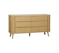 sweeek Commode 6 tiroirs décor strié naturel L 150 x P 45 H 80cm Naturel
