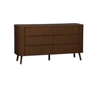 sweeek | Commode 6 tiroirs décor strié noyer L 150 x P 45 H 80cm G