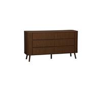 | Commode 6 tiroirs décor strié noyer L 150 x P 45 H 80cm
