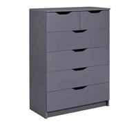 Commode 6 Tiroirs Design ""Litania"" 112cm Gris