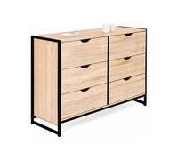 Commode 6 tiroirs DETROIT 115 cm design industriel Beige G