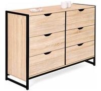 IDMarket - Commode 6 tiroirs Detroit 115 cm Design Industriel