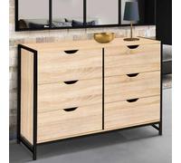 IDMarket - Commode 6 tiroirs Detroit 115 cm Design Industriel