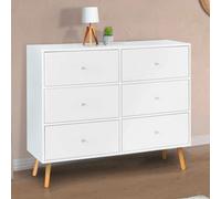 IDMarket Commode 6 tiroirs EMMIE 110 cm scandinave bois blanc