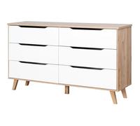 Forte Vankka Commode à 6 tiroirs en Bois stratifié chêne Blanc 154,7 x 86,3 x 42 cm
