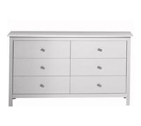 Commode 6 tiroirs en pin massif blanc 130 cm - Elton