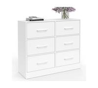 Commode 6 Tiroirs En Tissu Uppah 80 Cm Meuble De Rangement Bois Blanc