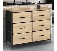 IDMarket - Commode 6 tiroirs en Tissu Utah 80 cm Meuble de Rangement Design Industriel