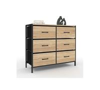 IDMarket – Commode Utah 6 tiroirs en tissu 80 cm – Meuble de rangement design industriel