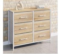 IDMarket - Commode 6 tiroirs en tissu UTAH 80 cm design industriel | Meuble de rangement bois et blanc