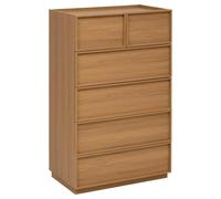 5five Commode haute Framy 6 tiroirs poignées invisibles effet bois foncé 80 cm