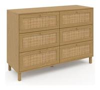 IDMarket - Commode 6 tiroirs HANAE 115 cm Effet Naturel cannage