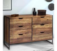 Commode 6 Tiroirs Hawkins 115 Cm Bois Foncé Design Industriel