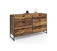 IDMarket Commode 6 tiroirs Hawkins XXL 140 cm Design industriel