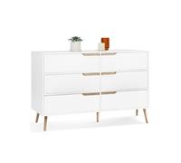 IDMarket Commode HELSINKI 6 tiroirs 115 cm scandinave blanc