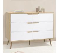 IDMarket Commode 6 tiroirs Helsinki 115 cm scandinave bois et blanc