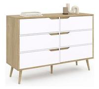 IDMarket Commode 6 tiroirs Helsinki 115 cm scandinave bois et blanc