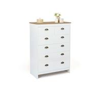 IDMarket - Commode 6 tiroirs ISIS 80 cm Blanc et Plateau Bois