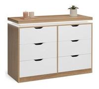 IDMarket Commode 6 tiroirs LUNA 115 cm à LEDs blanc et effet bois