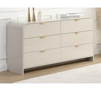 Commode 6 tiroirs - MDF - Beige et doré - ORALINO
