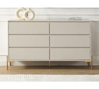 Commode 6 tiroirs - MDF et métal - Beige et doré - KORASA