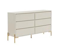 Commode 6 tiroirs - MDF et métal - Beige et doré - KORASA