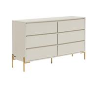 Commode 6 tiroirs - MDF et métal - Beige et doré - KORASA
